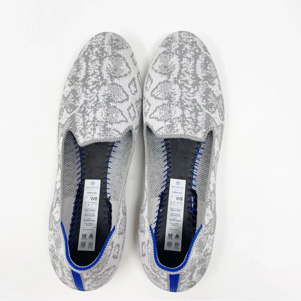 Rothy’s Slip-On Loafers Snake Skin Pattern Print Light Grey 8 - Picture 11 of 15